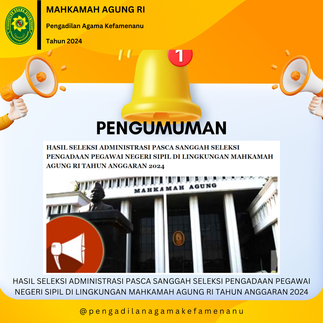 Desain HASIL SELEKSI ADMINISTRASI PASCA SANGGAH SELEKSI CPNS DI LINGKUNGAN MA RI TA 2024