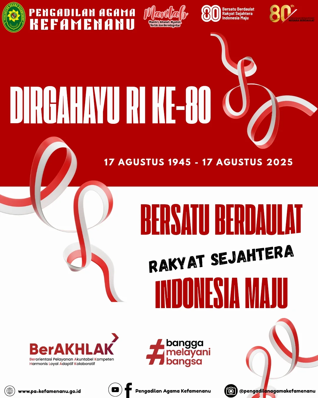 Dirgahayu Republik Indonesia Ke 80 Bersatu Berdaulat Rakyat Sejahtera Indonesia Majupakefamant