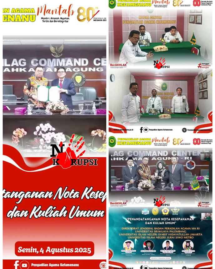 Penandatanganan Nota Kesepahaman Direktorat Jenderal Badan Peradilan Agama Mahakamah Agung Republik Indonesia