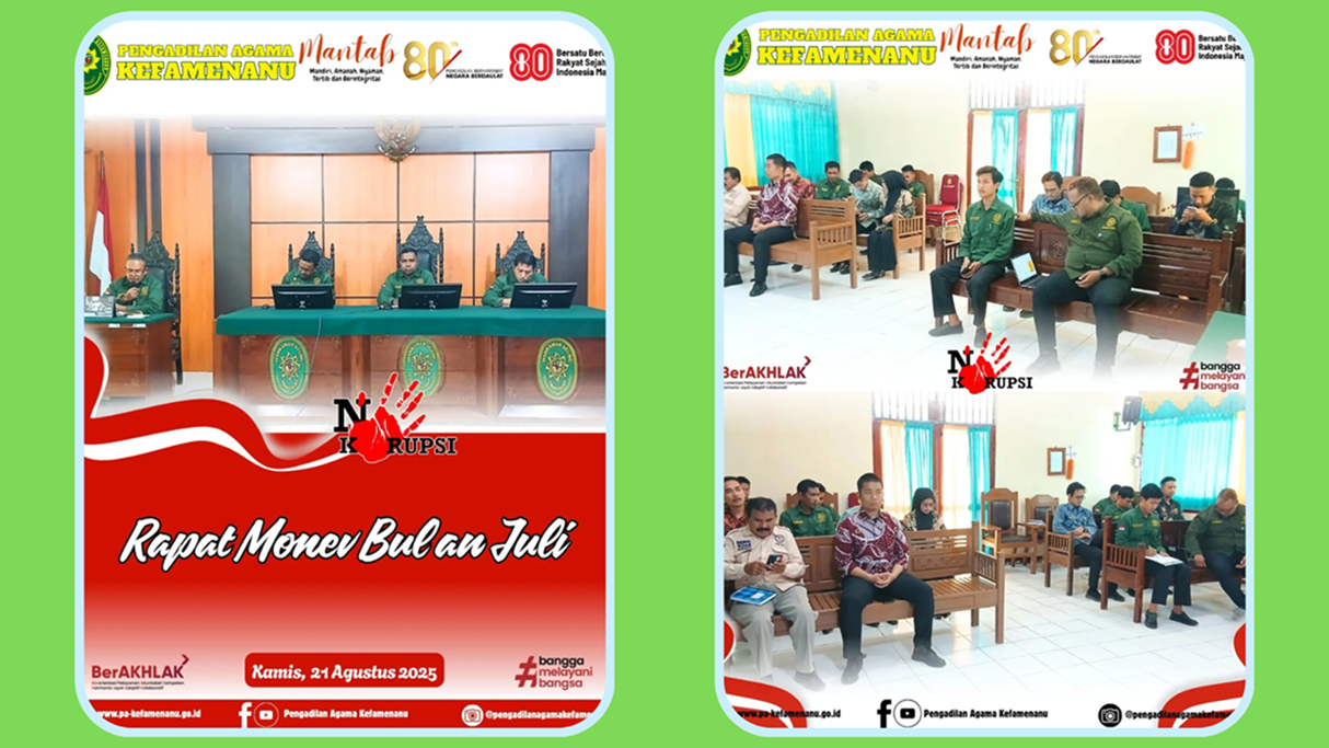 Rapat Monitoring dan Evaluasi monev untuk Bulan Juli 2025 dan Monev Pembangunan Zona Integritas Tahun 2025