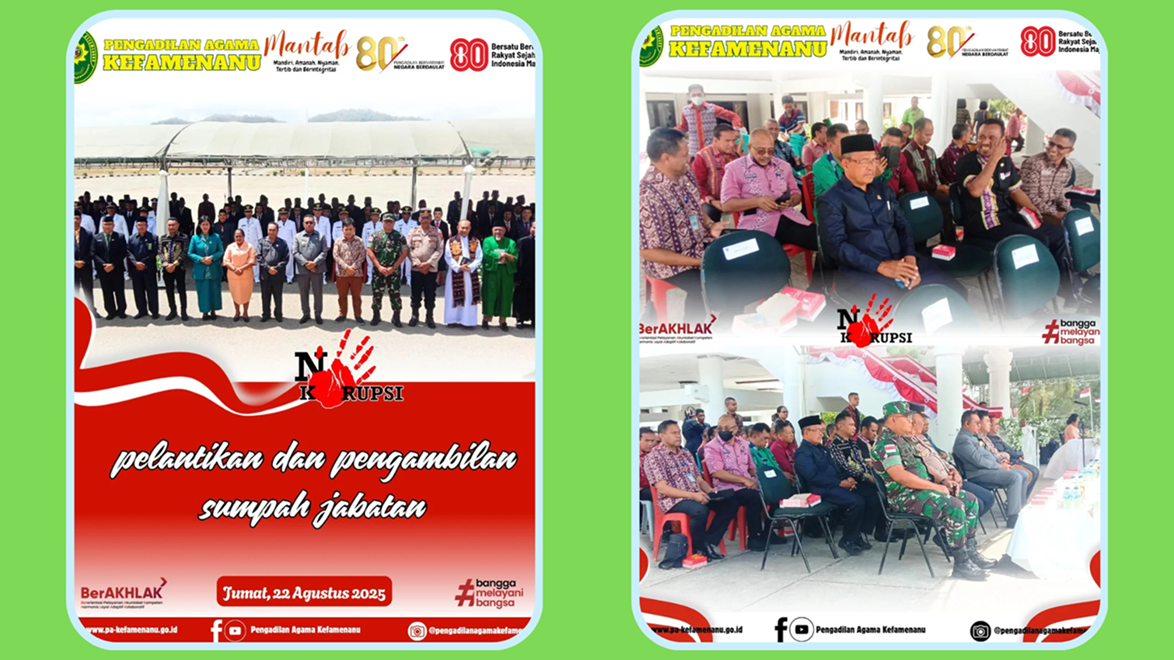 Sekretaris Pengadilan Agama Kefamenanu menghadiri acara Pelantikan dan Pengambilan SumpahJanji Jabatan di Lingkungan Pemerintah Daerah Kabupaten Timor Tengah Utara