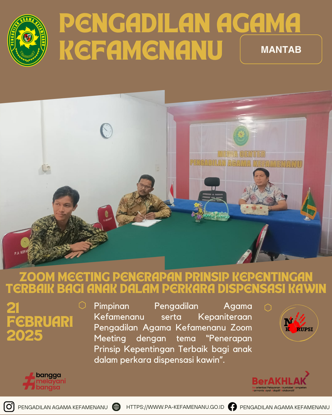Zoom Meeting Penerapan Prinsip Kepentingan Terbaik bagi anak dalam perkara dispensasi kawin