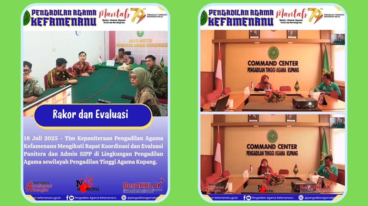 Koordinasi dan evaluasi pelaksanaan Sistem Informasi Penelusuran Perkara SIPP di lingkungan Pengadilan Agama sewilayah Pengadilan Tinggi Agama Kupang
