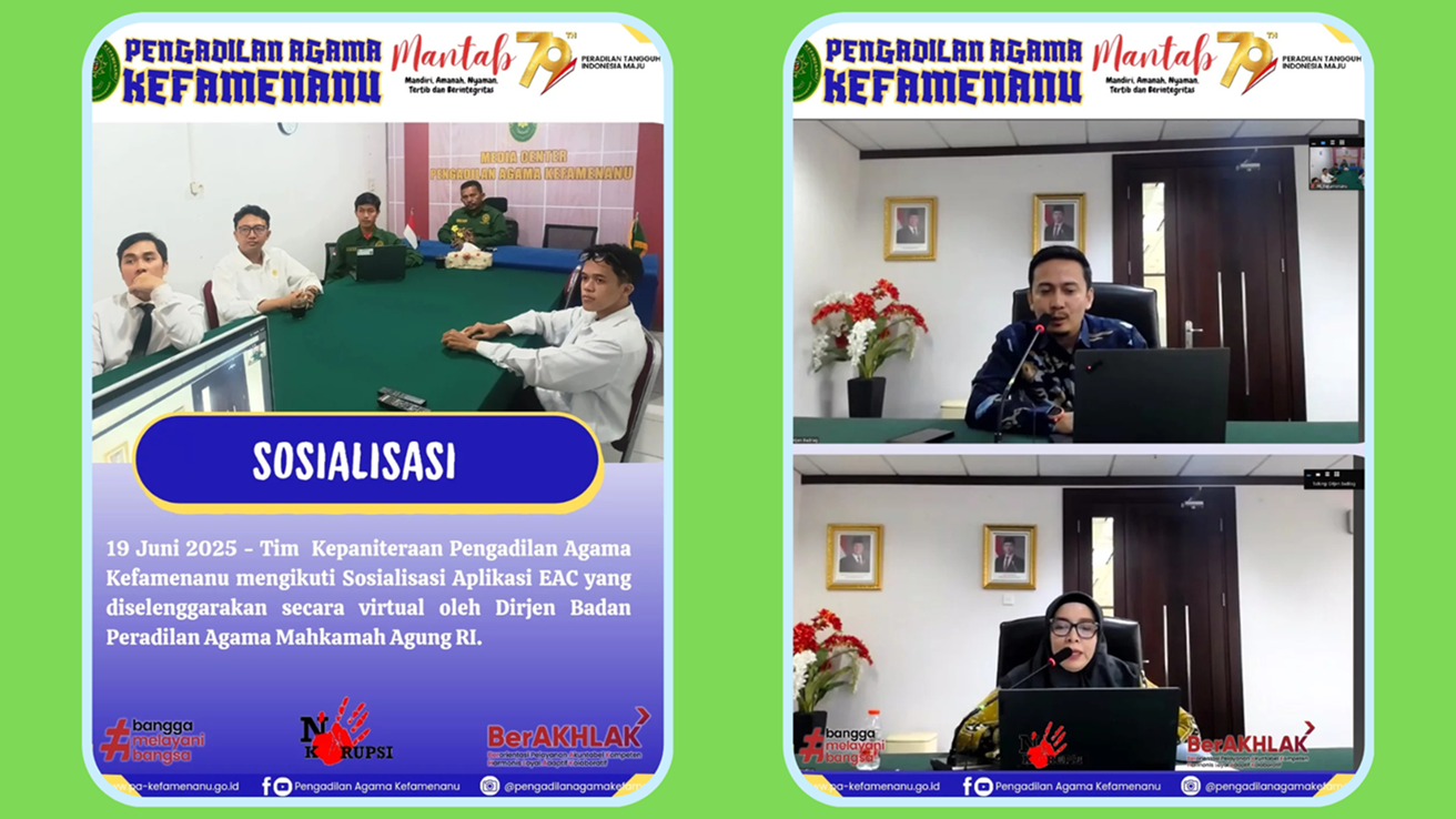 Tim Kepaniteraan Pengadilan Agama Kefamenanu Sosialisasi Penggunaan Aplikasi Elektronik Akta Cerai EAC pada APS versi 3.0
