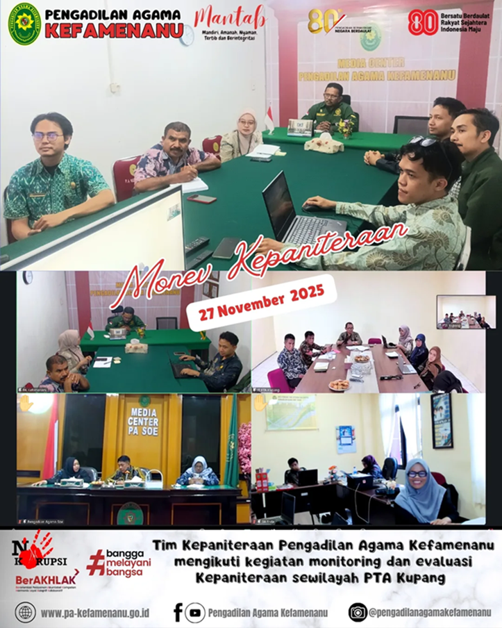 Rapat Monitoring dan Evaluasi Monev Kinerja Bidang Kepaniteraan sewilayah Pengadilan Tinggi Agama Kupang
